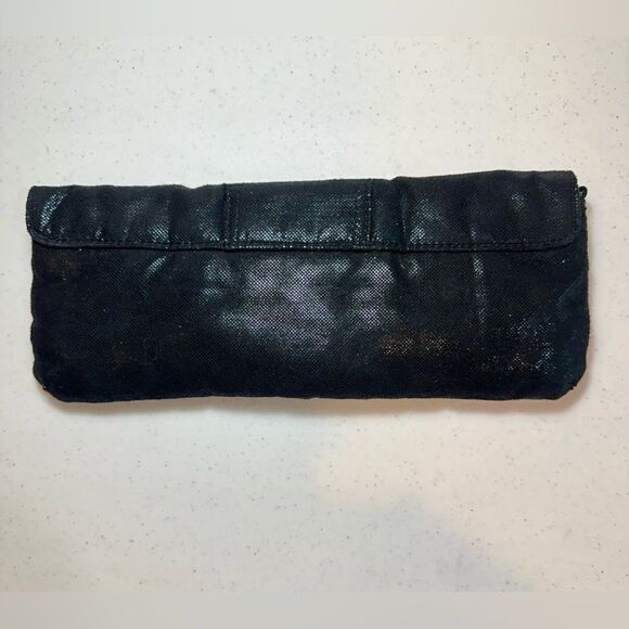 Sondra Roberts SR Squared Shiny Black Evening Clutch Chain Crossbody Purse - Picture 3 of 14